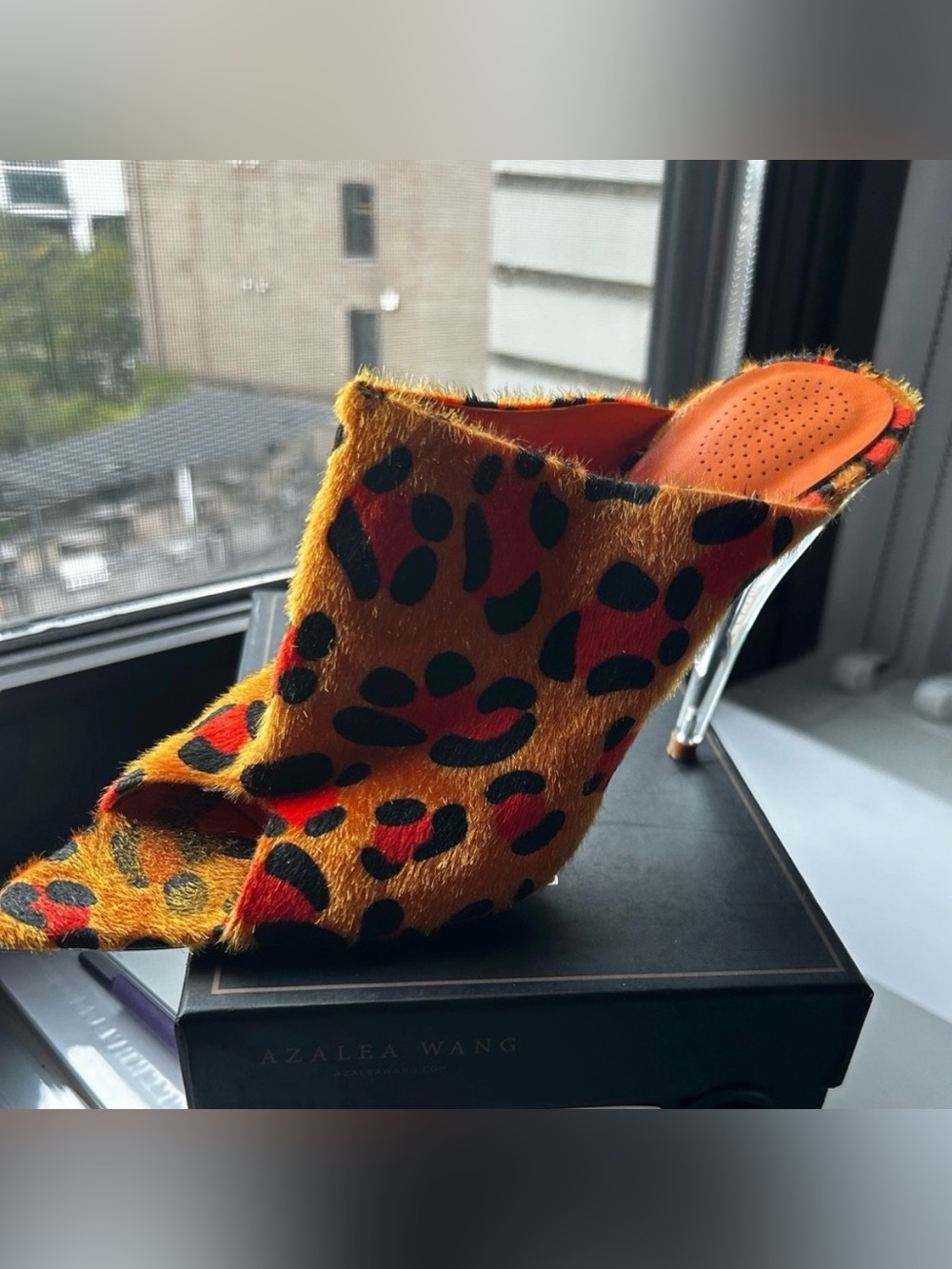 Azalea Wang kitten lucite heel mule,  size 8.5